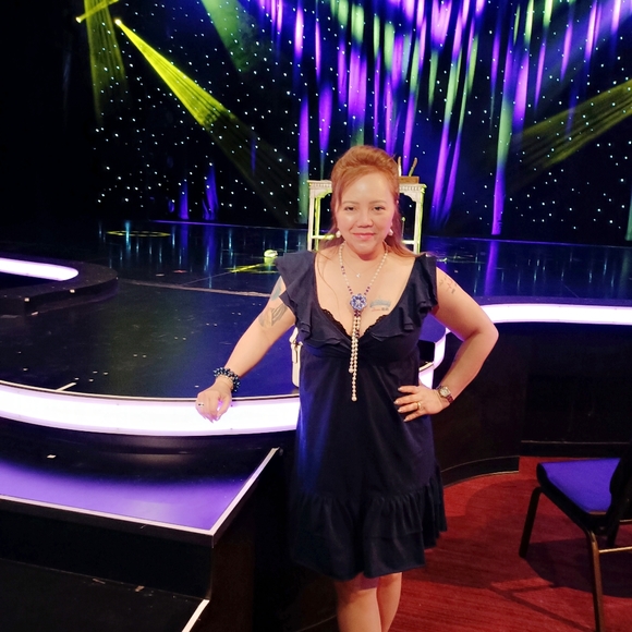 Navy Blue V-neck Ruffed Dress - Picture 5 of 5